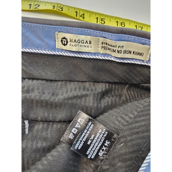 Straight fit premium non iron khaki haggar GREY dress pants slacks 34x29 vintage - Picture 3 of 7